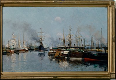 Schepen in de haven door Johannes Martin Grimelund