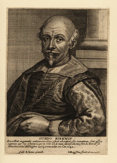 Portret van Guido Reni, Italiaanse schilder van de Bolognese school van de Barokperiode door Johannes Meyssens