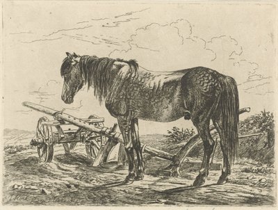 Paard bij een ploeg door Johannes Mock