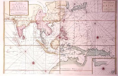 Kustkaart van noordwestelijk India tot noordelijk Australië via Japan en de Filippijnen, c.1700 door Johannes and Mortier Cornelis Covens