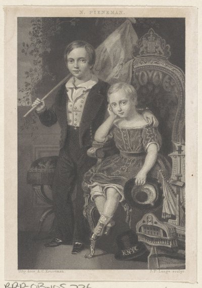 Portret van Willem, prins der Nederlanden, en Maurits, prins der Nederlanden door Johannes Philippus Lange