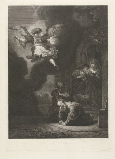 De engel verlaat Tobias en zijn familie door Johannes Pieter de Frey