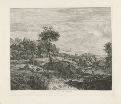 Rotsachtig landschap door Johannes Pieter de Frey