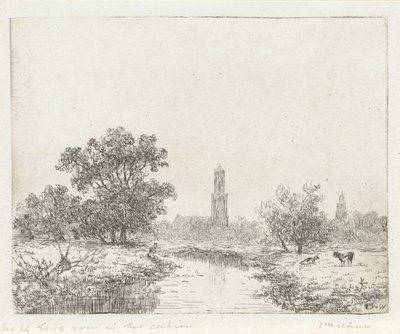 Gezicht op Utrecht(?) door Johannes Pieter van Wisselingh