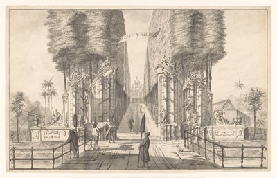 Gezicht op landhuis Weltevreden te Batavia door Johannes Rach