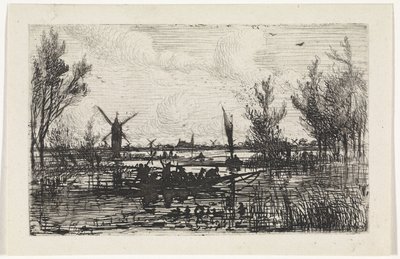 Hollands landschap door Johannes Tavenraat