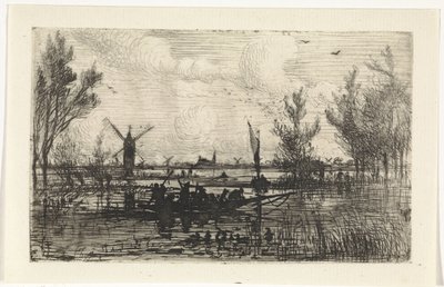Hollands landschap door Johannes Tavenraat