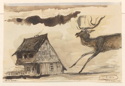 Huis en hert door Johannes Tavenraat