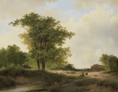 Landschap met boerderij door Johannes Warnardus Bilders