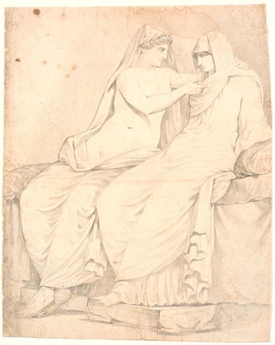 Detail (van het Aldobrandinische Huwelijk) door Johannes Wiedewelt