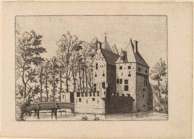 Kasteel met Ophaalbrug door Johannes and Lucas van Doetechum after Master of the Small Landscapes
