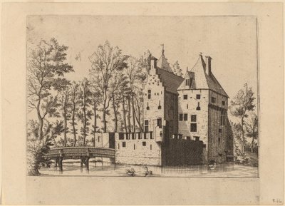 Kasteel met Ophaalbrug door Johannes and Lucas van Doetechum after Master of the Small Landscapes