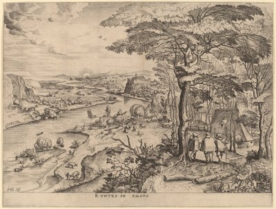 De Pelgrims naar Emmaus door Johannes and Lucas van Doetechum after Pieter Bruegel the Elder