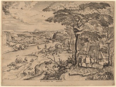 De Pelgrims naar Emmaus door Johannes and Lucas van Doetechum after Pieter Bruegel the Elder