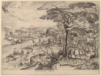 Euntes in Emaus (De pelgrims naar Emmaus) door Johannes and Lucas van Doetechum after Pieter Bruegel the Elder