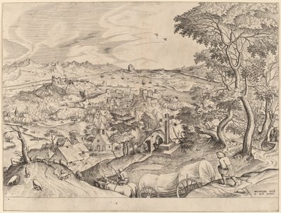 Plaustrum Belgicum door Johannes and Lucas van Doetechum after Pieter Bruegel the Elder