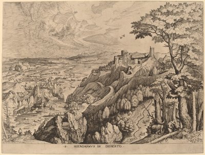 Sint Hiëronymus in de Woestijn door Johannes and Lucas van Doetechum after Pieter Bruegel the Elder