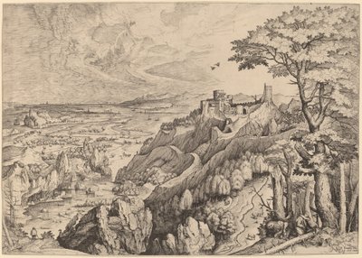 S. Hieronymus in de woestijn door Johannes and Lucas van Doetechum after Pieter Bruegel the Elder