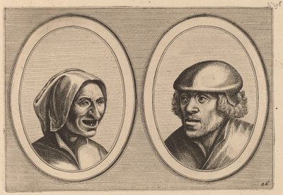 "Vrouw Verneem-al" en "Hans de Pluym-strijcker" door Johannes and Lucas van Doetechum after Pieter Bruegel the Elder