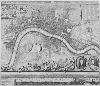 Kaart van Londen, 1690 door Johannes de Ram
