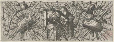 Fries met twee kurassen door Johannes of Lucas van Doetechum