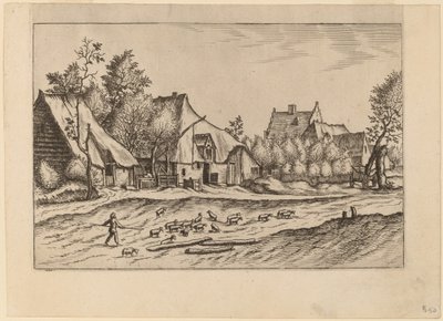 Boerderijen in een Dorp door Johannes van Doetechum, the Elder and Lucas