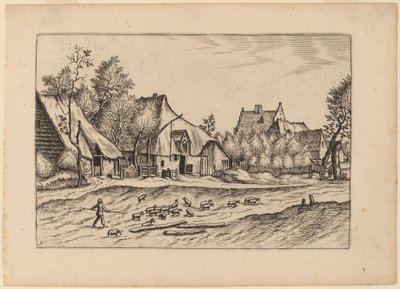 Boerderijen in een Dorp door Johannes van Doetechum, the Elder and Lucas