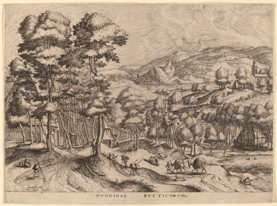 Nundinae Rusticorum (Rustieke markt) door Johannes van Doetechum the Elder and Lucas