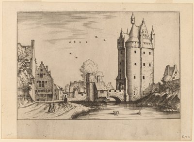Stadspoort met Landhuizen door Johannes van Doetechum, the Elder and Lucas