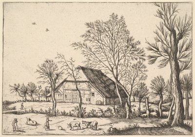 Boerderij, uit De Kleine Landschappen, 1559-61 door Johannes van Doetecum I