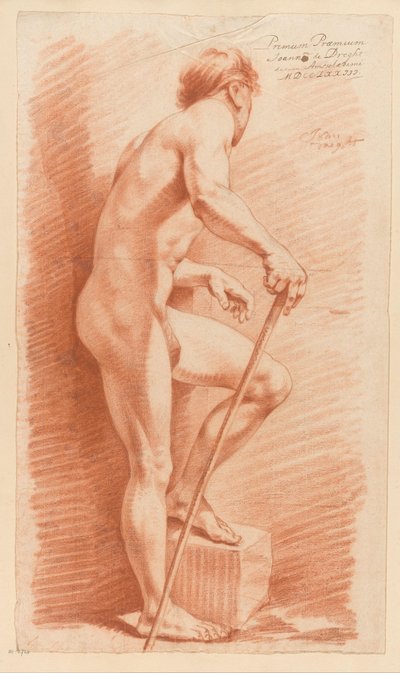 Staand mannelijk naakt, van opzij gezien (1e prijs 1773) door Johannes van Dregt