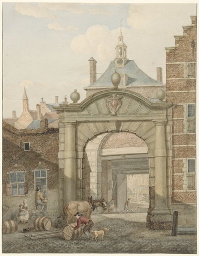 Doorkijkje door een poort te Dordrecht door Johannes van Lexmond