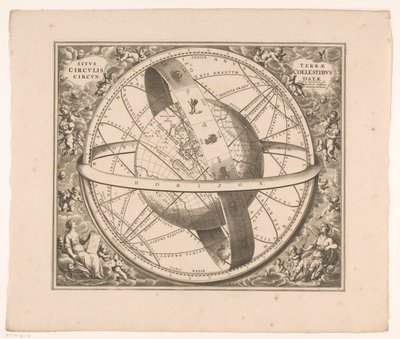 Hemelkaart van de aarde volgens het stelsel van Ptolemaeus door Johannes van Loon
