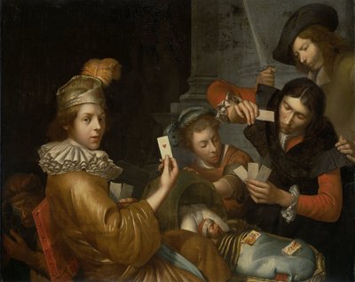 Het Kaartspel op de Wieg: Allegorie door Johannes van Wijckersloot (attributed to)