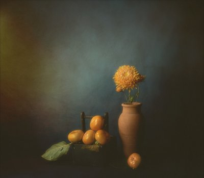 Stilleven met herfstkaki’s door John-Mei Zhong