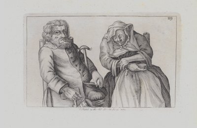 Een Zittend Oud Koppel, Hij Drinkt, Zij Rookt door John  Collier