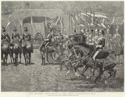 Het Militaire Toernooi in de Royal Agricultural Hall (gravure) door John (after) Charlton