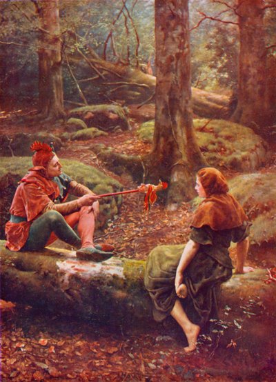 Shakespeare: Touchstone en Audrey in het Woud van Arden, Zoals u het wilt, Act III, Scene 3 door John (after) Collier