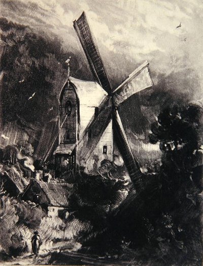 Molen nabij Brighton, gegraveerd door David Lucas, ca. 1830 door John (after) Constable