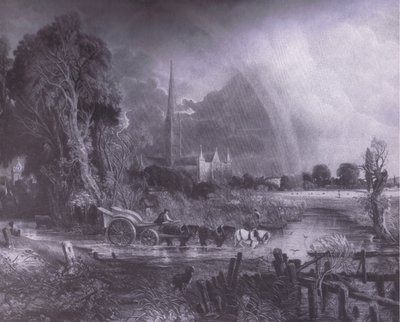 Kathedraal van Salisbury vanuit de weiden, Bibbys Jaarboek door John (after) Constable