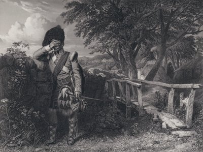 Illustratie voor De Terugkeer van de Soldaat door Robert Burns (gravure) door John (after) Faed