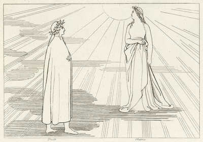 De Opstijging naar de Eerste Hemel, Paradijs, Canto 1 (gravure) door John (after) Flaxman