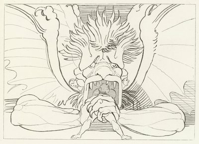 Dis, of Lucifer, Inferno, Canto 34 (gravure) door John (after) Flaxman