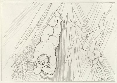 Lucifer, Vagevuur, Canto 12 door John (after) Flaxman