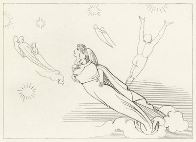 Zielen Keer Terug naar hun Sferen, Paradijs, Canto 4 (gravure) door John (after) Flaxman