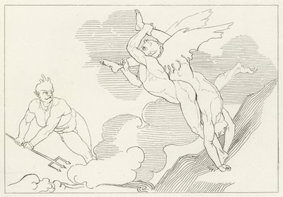 Top van Malebolge, Inferno, Canto 21 (gravure) door John (after) Flaxman