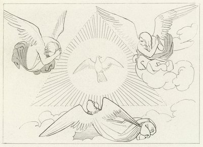 De Aanbidding van de Drie-eenheid, Paradijs, Canto 13 (gravure) door John (after) Flaxman