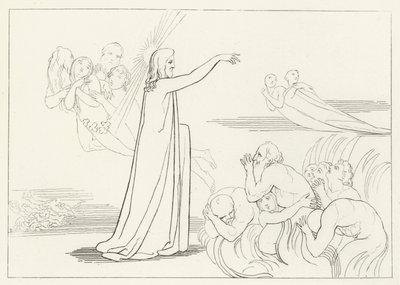De Nederdaling van Christus, Inferno, Canto 4 (gravure) door John (after) Flaxman