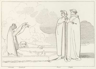De Vurige Grafkamers, Inferno, Canto 10 door John (after) Flaxman