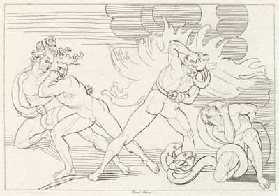 De Vurige Slangen, Inferno, Canto 24 (gravure) door John (after) Flaxman